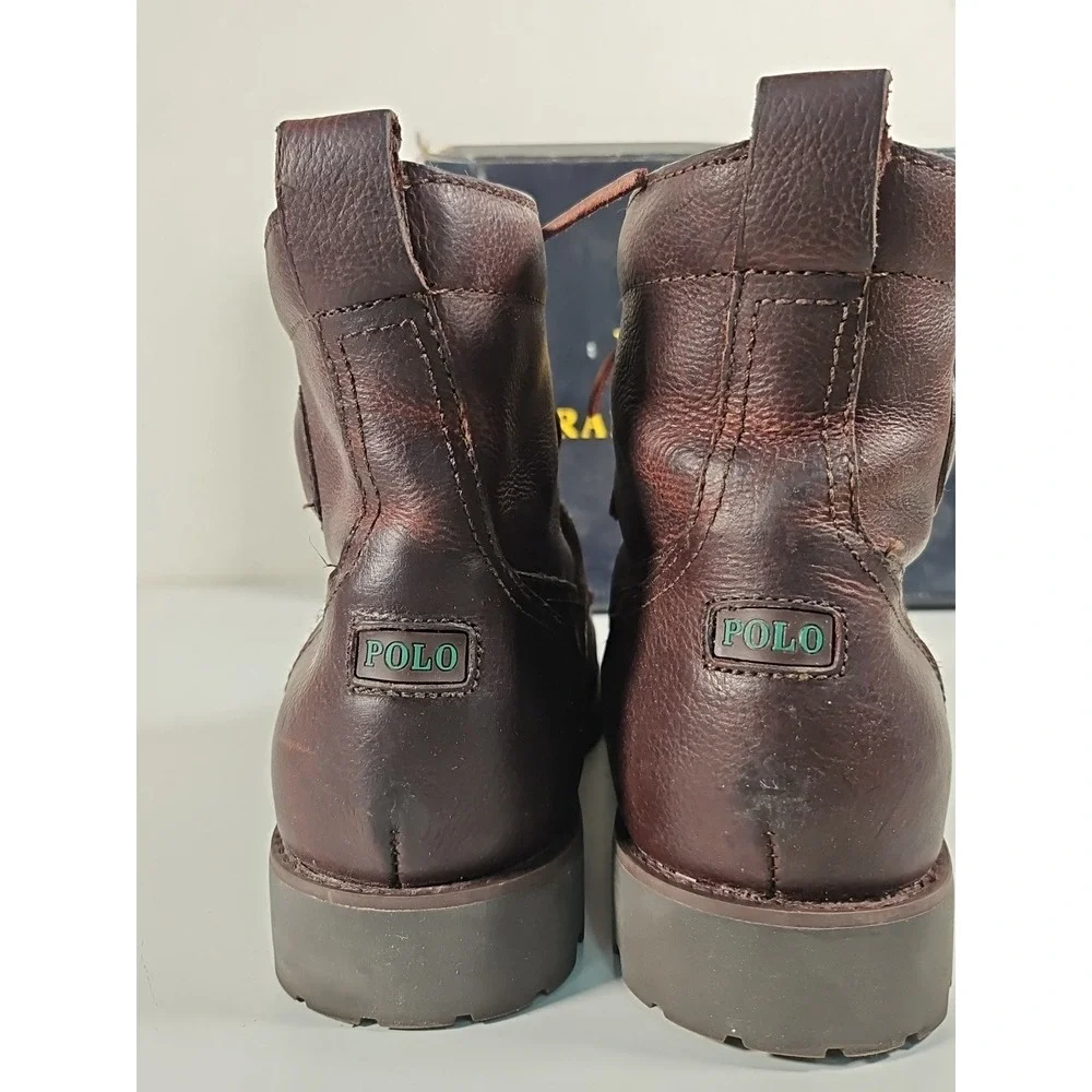 Polo Ralph Lauren Redmond Boots Men's Size 8.5 D Mahogany Leather Lace Up Buckle